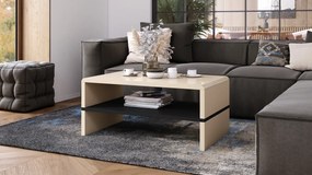 Mazzoni ROCK Bej Luciu/Negru Mat - MĂSUȚĂ MODERNĂ CU RAFT