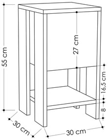 Noptieră EMA 55x30 cm albă