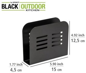 Set de suporturi pentru tacâmuri și șervetele 2 buc. din metal Black Outdoor Kitchen Baco – Wenko