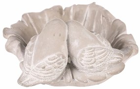 Alimentator de păsări din beton Frunză, gri , 21 x17 x 9 cm