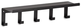 Cuier Zeller Saar, metal, negru, 5 carlige, 40 x 11 x 10,4 cm