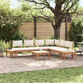 vidaXL Set de Bănci pentru Grădină 4 pcs Maro și Crem 2 locuri Mediu