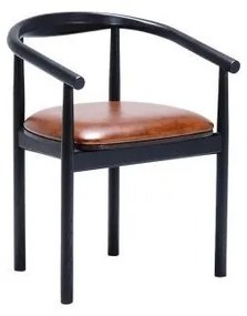 Scaun dining, maro, din piele naturala si lemn de stejar, Serenity