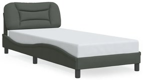3214156 vidaXL Cadru de pat cu lumini LED, gri închis, 90x190 cm, textil