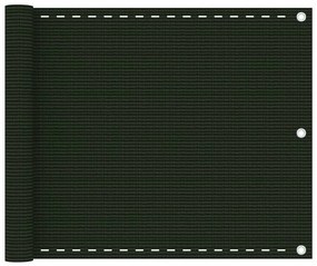 vidaXL Paravan de balcon, verde închis, 75x500 cm, HDPE