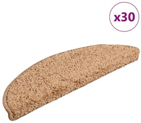 vidaXL Covorașe scări, 30 buc., 56x17x3 cm, bej, semirotunde