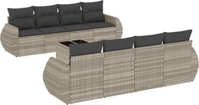 vidaXL Set canapele de grădină cu perne, 9 piese gri deschis poliratan