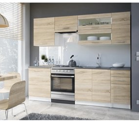 Mobila Bucătărie FABIANA 2,4 m Stejar Sonoma/Alb