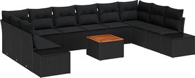 vidaXL Set de canapele pentru grădină 11 pcs Negru