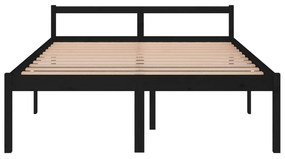 Cadru de pat King 5FT, negru, 150x200 cm, lemn masiv de pin Negru, 150 x 200 cm