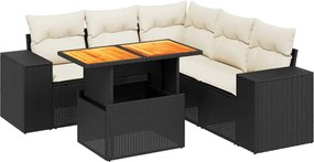 vidaXL Set mobilier de grădină cu perne, 6 piese, negru, poliratan