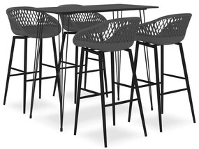 vidaXL Set mobilier de bar, 5 piese, negru și gri