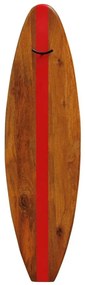 Cuier din metal si lemn de mango, in forma de placa de surf, Red Surf