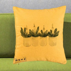 Perna Decorativa Lumanari Advent in Borcane, 40x40 cm, Galben, Husa Detasabila, Perna Inclusa, BEKZ®