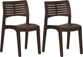 vidaXL Scaune de grădină, 2 buc., cafeniu, polipropilenă