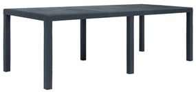 vidaXL Masă de grădină, antracit, 220x90x72 cm , plastic, aspect ratan
