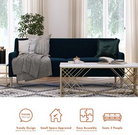 Canapea albastră 190 cm Virginia - CosmoLiving by Cosmopolitan