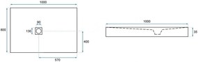 Cadita dus dreptunghiulara Rea Rock 80x100 gri