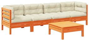 3299283 vidaXL Set mobilier de grădină cu perne, 5 piese, lemn masiv de pin