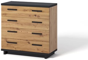 Comodă Indi K4SZ (Stejar artisan + Negru mat + Stejar artisan). 1051742