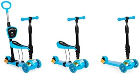 Scuter cu trei roți cu roți Led 3 în 1 albastru