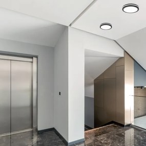 LED plafonieră baie cu senzor LED/24W/230V pr. 30 cm negru + DO