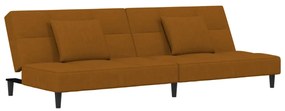 337448 vidaXL Canapea extensibilă cu 2 locuri, 2 perne, maro, catifea