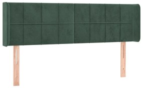 3118819 vidaXL Tăblie de pat cu aripioare verde închis 147x16x78/88 cm catifea