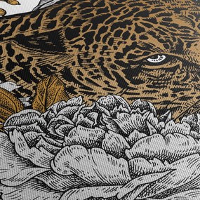 Tablou - Leopard între flori (90x60 cm)
