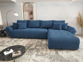 Colțar extensibil dumonde cu ladă de depozitare si sezut confortabil din spuma high-density, Berlin XL Zoom Blue 350x185 cm II