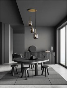 Lustra cu 3 Pendule design modern LATO auriu, fumuriu