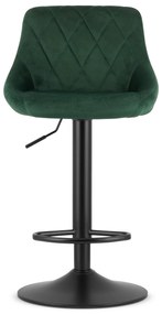 Scaun de bar verde KAST VELVET cu picior negru