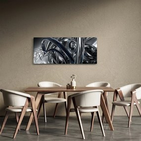 Tabloul cu abstracție gri cu albastru (120x50 cm)