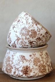 Ghiveci decorativ mocca din ceramică pictată manual, cu motiv floral, 13x11 cm, „Grenoble"