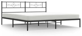 355273 vidaXL Cadru de pat metalic cu tăblie, negru, 193x203 cm