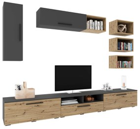 Living haaus V5, Antracit/Stejar Artisan, L 285 cm