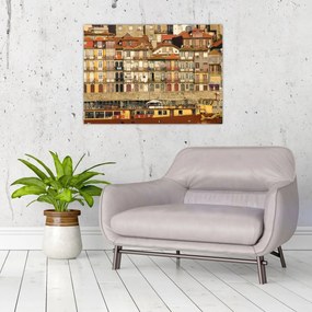 Tablou pe sticlă - Cartierul Waterfront, Portugalia (70x50 cm)