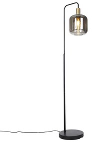 Lampa de podea inteligenta neagra cu sticla aurie si fum inclusiv WiFi A60 - Zuzanna