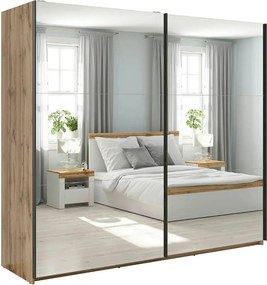 Dressing TETRIX, stejar wotan, PAL, cu 2 usi si oglinzi, 220x60x196 cm