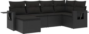 vidaXL Set mobilier de grădină cu perne, 6 piese, negru, poliratan