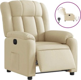 vidaXL Fotoliu rabatabil electric, crem, material textil
