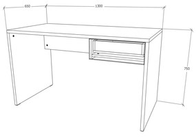 Birou haaus Napa, Alb, PAL 25mm, 130 x 65 x 75 cm
