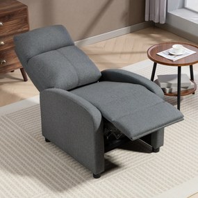 HOMCOM Fotoliu Relax și Reclinabil la 135° cu Suport de Picioare în Material Textil, 69x87x100.5 cm, Gri | Aosom Romania