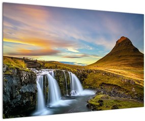 Tablou cu munții și cascade pe Islanda (90x60 cm)