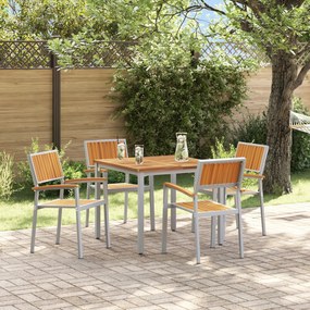 vidaXL Set de 5 Piese de Masă pentru Grădină din Lemn Solid de Acacia și Metal