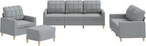 vidaXL Set de canapele cu perne, 4 piese, gri deschis, textil