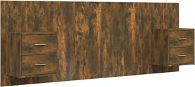 vidaXL Tăblie de pat cu dulapuri, stejar fumuriu, lemn prelucrat