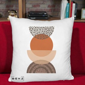 Perna Decorativa Boho Stiva Forme Punctate Terracotta, 40x40 cm, Alb Pufos, Husa Detasabila, Perna Inclusa, BEKZ®