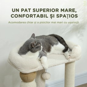 PawHut Ansamblu pentru Pisici 6 kg max din Lemn și Pluș Bej | Aosom Romania