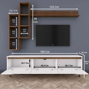 Perete TV Mia Walnut and White